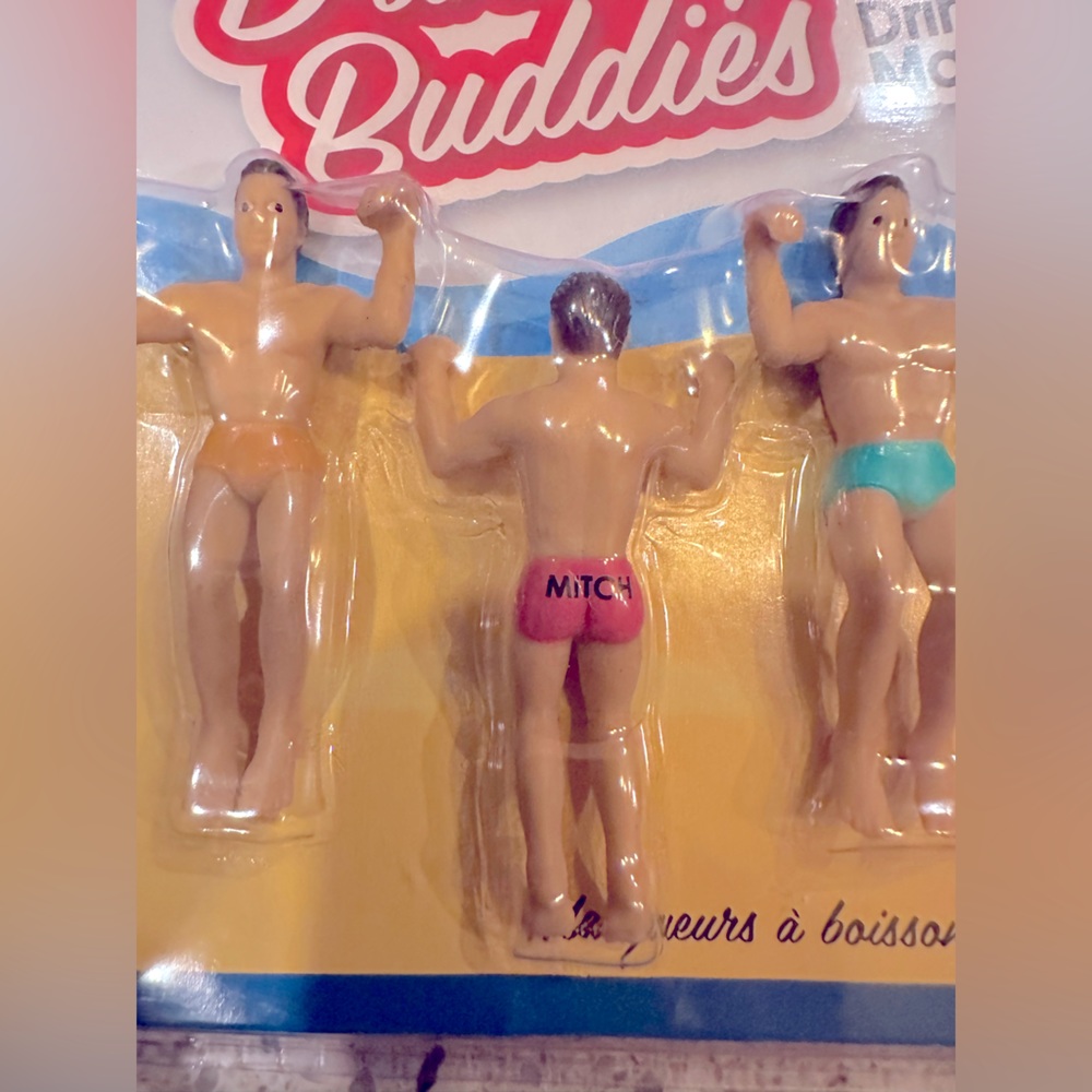 Drinking Buddies Beer Cocktail Wine Glass Male Novelty Charm Markers  (2)New NWP